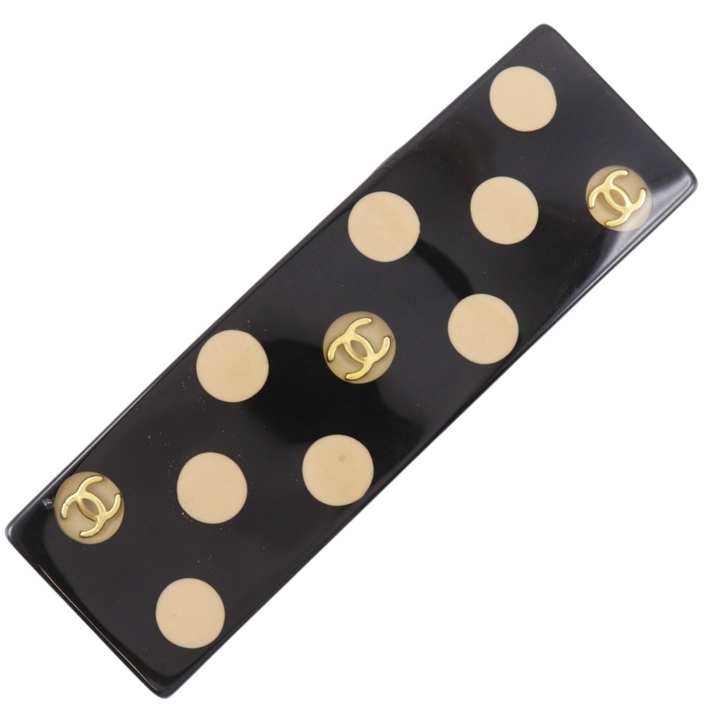 Chanel Coco Mark Barrette, Dot Pattern, Plastic, 2000, Black, 00A, Women's.